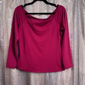 Old Navy Dark Red Smoothing Stretchy Quarter Sleeve Top Large
